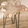 MESA AUXILIAR / MESA LATERAL - RODAJA DE TEKA Y HIERRO en Madera natural - Mesas de luz, Uruguay | La Iberica, vista 7 de 12