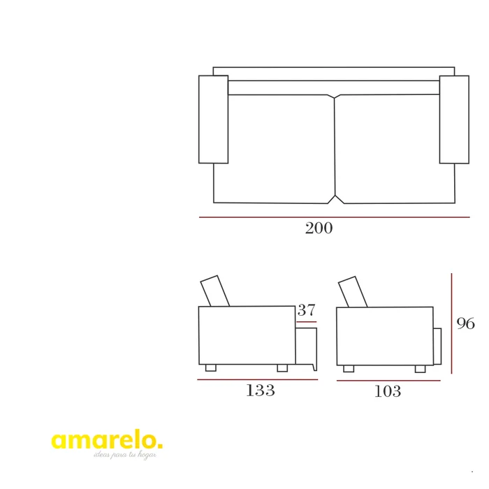 Producto: Sofá retráctil extensible  385 de AMARELO en Gris - Sillones y sofás, Uruguay | Amarelo, vista 2