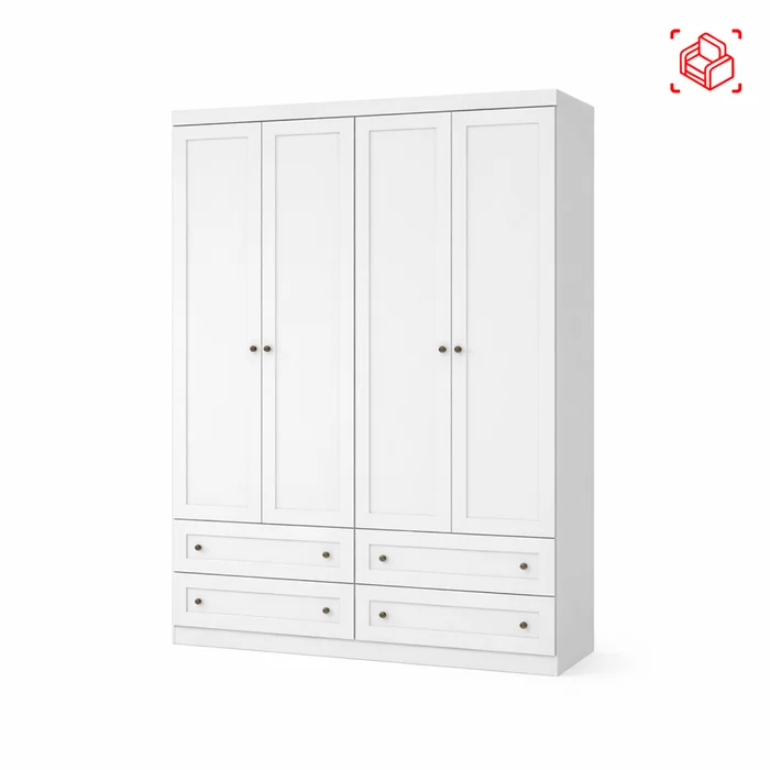 Placard Ropero 4 Puertas Mdf-y-mdp Blanco Americano en Blanco - Roperos y placares, Uruguay | Divino, vista 7