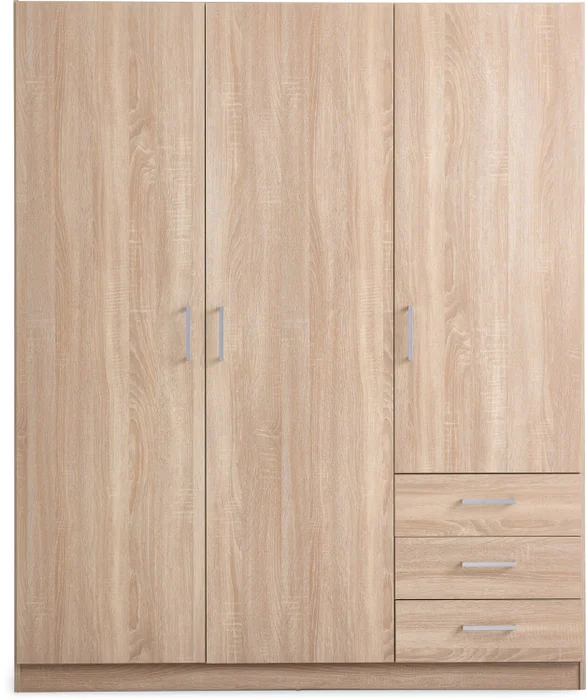 Armario FANDRUP 145x176 3 puertas 3 caj roble cl en Madera natural - Roperos y placares, Uruguay | JYSK, vista 3