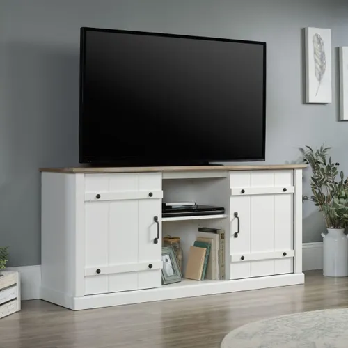 Rack para TV 70" Puertas corredizas - Sauder - Credenza - Blanco en Blanco - Muebles para TV, Uruguay | Rústico Hogar