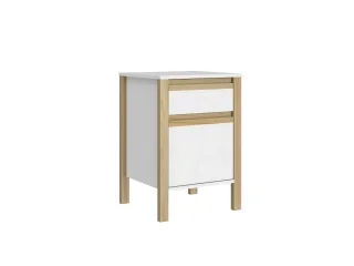 Mesa de Luz Combinado madera 1C, 1P Blanco/miel - Mesas de luz, Uruguay | Quesal, vista 2