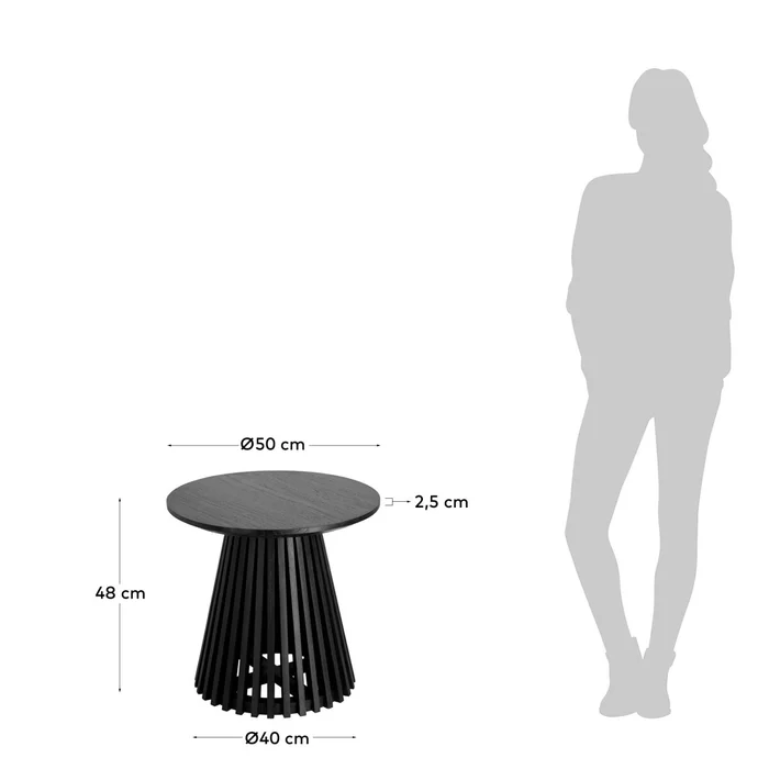 Mesa auxiliar Jeanette madera maciza de mindi negro Ø 50 cm en Negro - Mesas de arrimo, Uruguay | Kavehome, vista 7