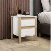 Mesa de luz Combinado madera 2 Cajones Blanco/miel - Mesas de luz, Uruguay | Que Sal Muebleria, vista 3 de 4