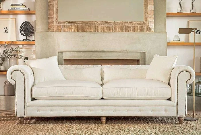 SILLON CHESTERFIELD - LINO ANTIMANCHAS en Blanco - Sillones y sofás, Uruguay | La Iberica, vista 18