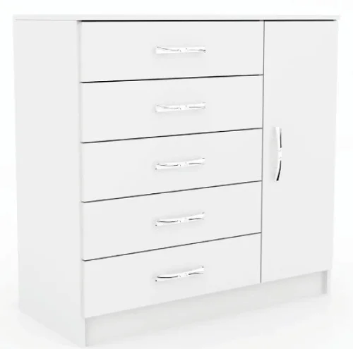 Comodas Cajoneras 5 Puerta 1 Cajon Dormitorio demo 15D en Tabaco – Demolición – Blanco - Cómodas, Uruguay | Muebles Express, vista 3