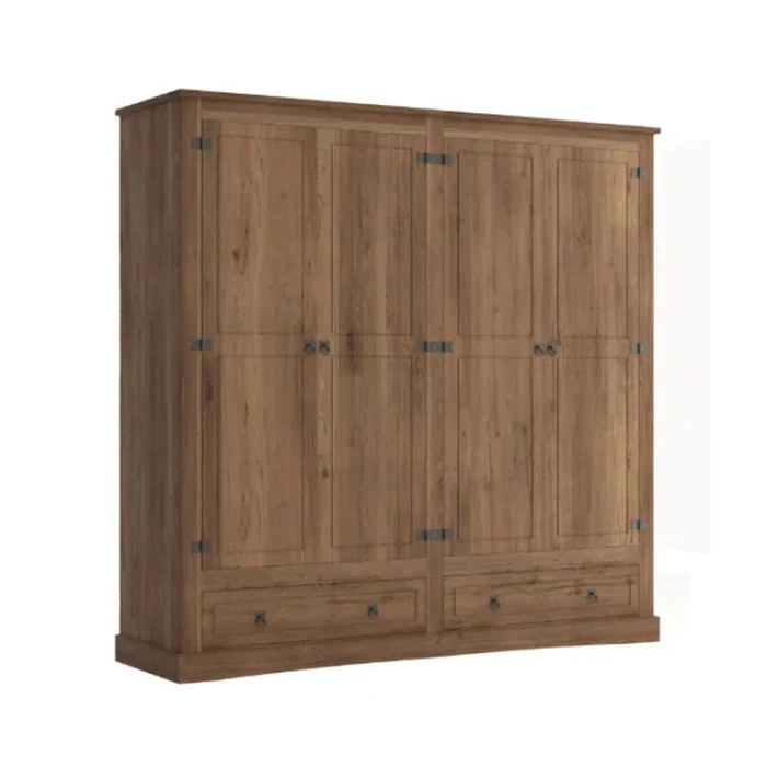 Ropero 4 Puertas - Madera Maciza - Línea Monterrey - Nogal en Marrón - Roperos y placares, Uruguay | Ecowood, vista 2