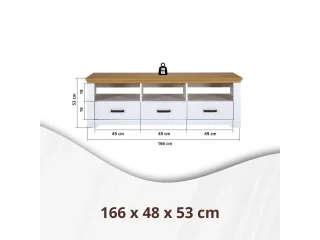 Rack para tv 3 cajones con nicho en Acabado: o Pintura UV Washed White (Blanco lavado) - Muebles para TV, Uruguay | Quesal, vista 5