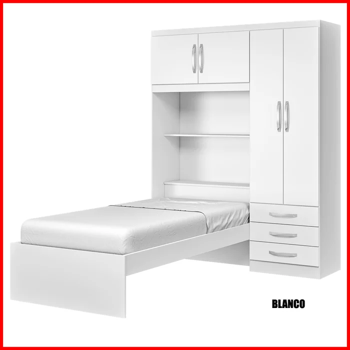Placard con cama de 1 plaza – Lisboa RG 023 en Blanco - Dormitorio, Uruguay | Punto Unión