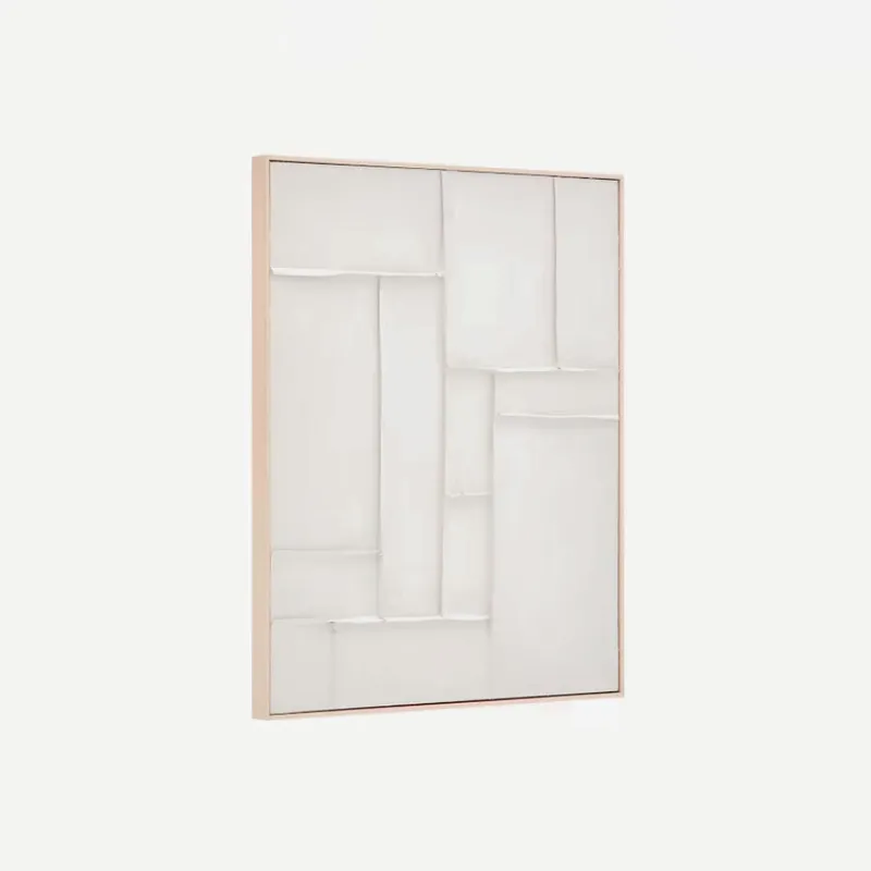 Cuadro Klis de lino con formas geométricas blanco - 60 x 90 cm en Blanco - Decoración de pared, Uruguay | Kavehome