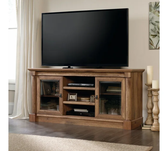 Rack Para TV Doble Puerta y Estantes Sauder Linea Palladia en Marrón - Muebles para TV, Uruguay | Rústico Hogar