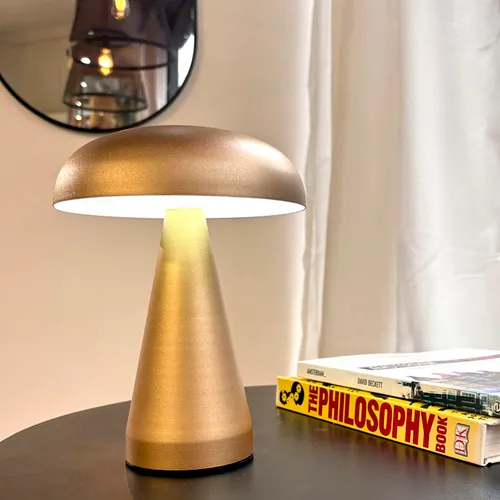 Lampara de mesa Led Pilz recargable en Dorado - Lámparas de mesa, Uruguay | Alta Gracia Deco