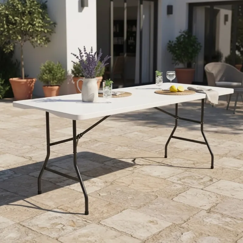 Mesa Plegable 180 Blanco en Blanco - Muebles para el exterior, Uruguay | Rústico Hogar