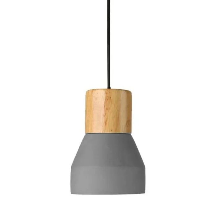 Luminaria de cemento y madera 12.5*16cm - GRIS NATURAL en Gris - Lámparas colgantes, Uruguay | Iluminica, vista 2