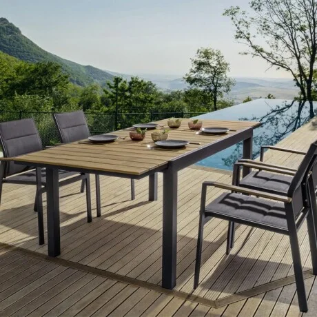 Mesa de jardin extensible Osaka - Negra en Negro - Muebles para el exterior, Uruguay | La Cueva Muebles, vista 7
