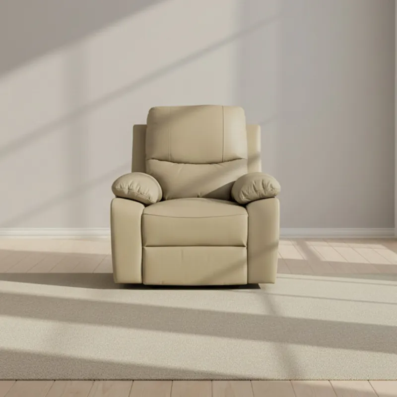 Recliner Manual 1 Cuerpo Cuero Marron Lina Taupe en Beige - Sillones y sofás, Uruguay | Divino