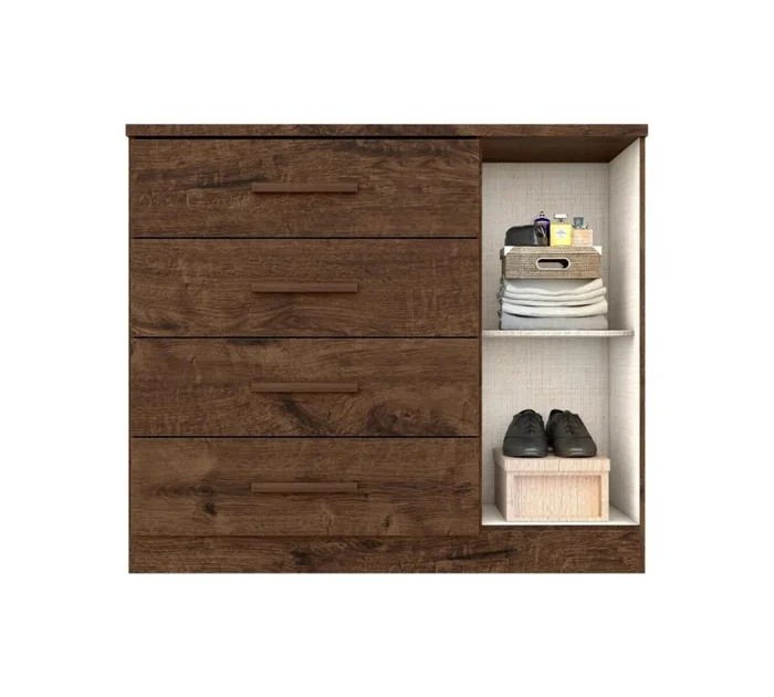Cómoda Zapatera Genova Plus 1 Puerta 4 Cajones - Oscuro en Marrón - Cómodas, Uruguay | Rústico Hogar, vista 3