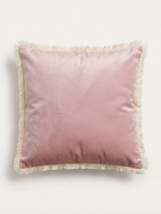 Almohadón Terciopelo Flecos en Rosa - Textiles, Uruguay | Cabana, vista 2