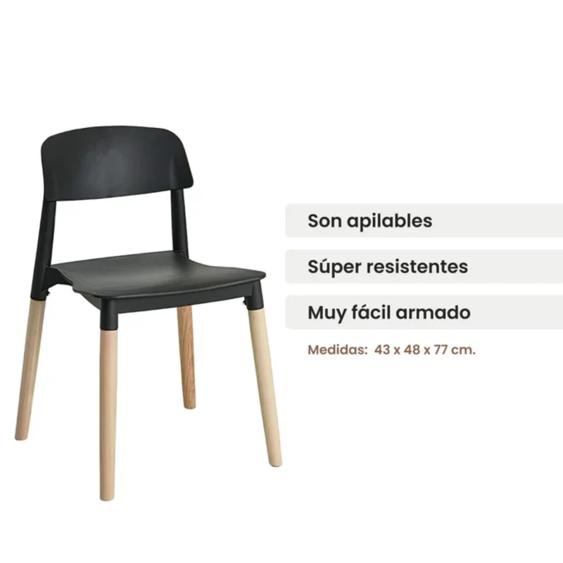 Silla Milan - Negro en Negro - Sillas, Uruguay | La Cueva Muebles, vista 7