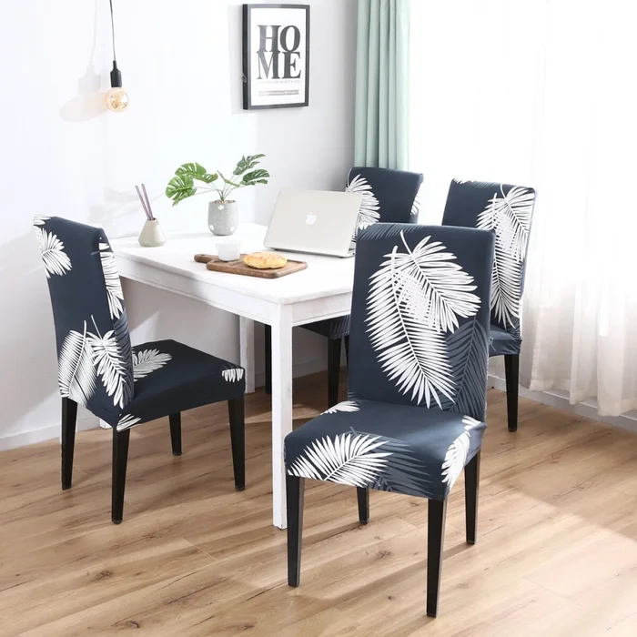 Funda cubre silla elastizada estampada - Hojas grises en Diseños - Textiles, Uruguay | Buho Store, vista 2