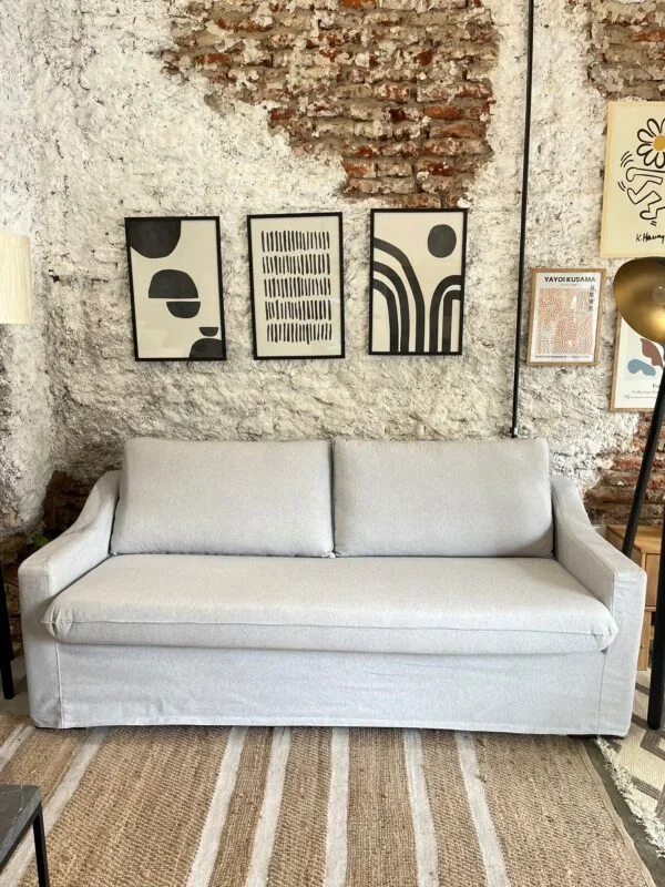 Sofá Manchester con Funda Desmontable 3 Cuerpos (205cm) – Gris Claro en Gris - Sillones y sofás, Uruguay | Berna Home, vista 4