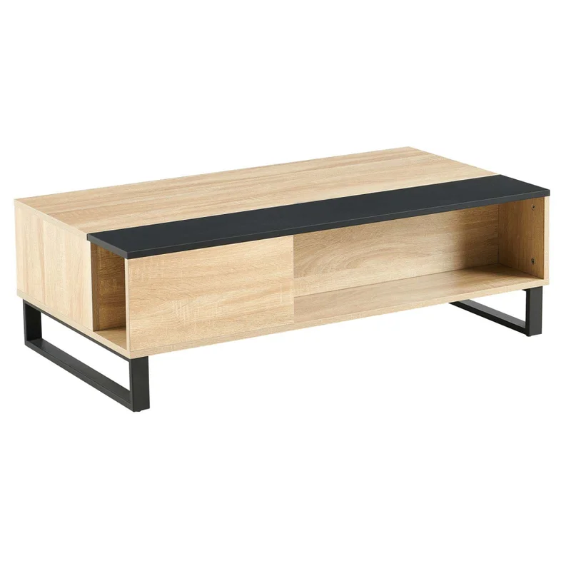 Mesa Ratona Rebatible Mdf-y-metal Negro Enzo Neg/nat en Negro - Mesas de living, Uruguay | Divino, vista 3