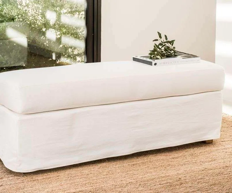 BANQUETA UMA - JEAN BLANCO DESMONTABLE Y LAVABLE - Butacas, banquetas y puffs, Uruguay | La Iberica