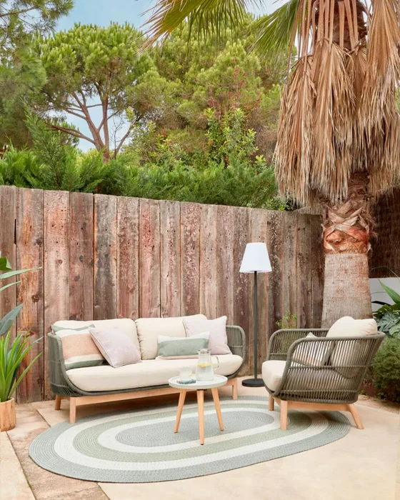 Sofá Catalina 3 plazas de cuerda - verde y madera maciza de acacia 170 cm FSC 100% en Verde - Sillones y sofás, Uruguay | Kavehome, vista 3