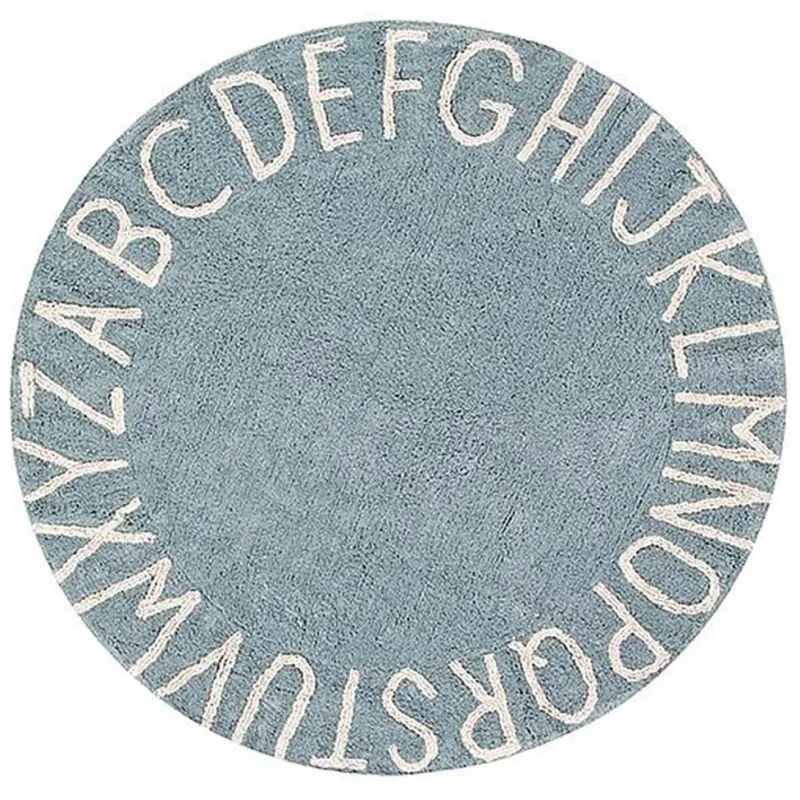 ALFOMBRA REDONDA POP 100CM CELESTE LETRAS - Textiles, Uruguay | Decohogar