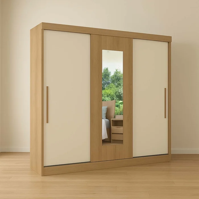 Placard 3 Puertas Mdp Marron Vision en Madera natural - Roperos y placares, Uruguay | Divino