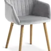 Silla de comedor ADSLEV terciopelo gris/nat en Gris - Sillas, Uruguay | JYSK, vista 1 de 5