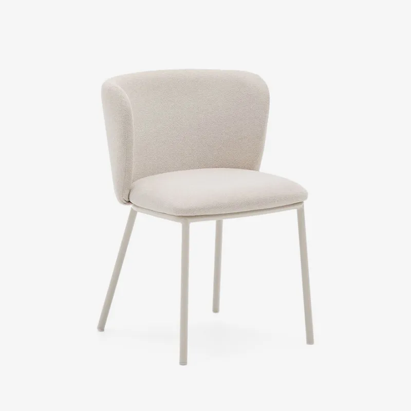 Silla Ciselia de chenilla beige y acero beige FSC Mix Credit en Beige - Sillas, Uruguay | Kavehome