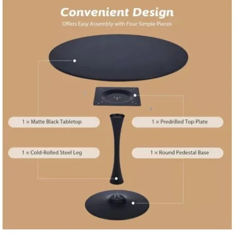 Mesa Tulip 80 cm - Negro en Negro - Mesas de living, Uruguay | La Cueva Muebles, vista 11