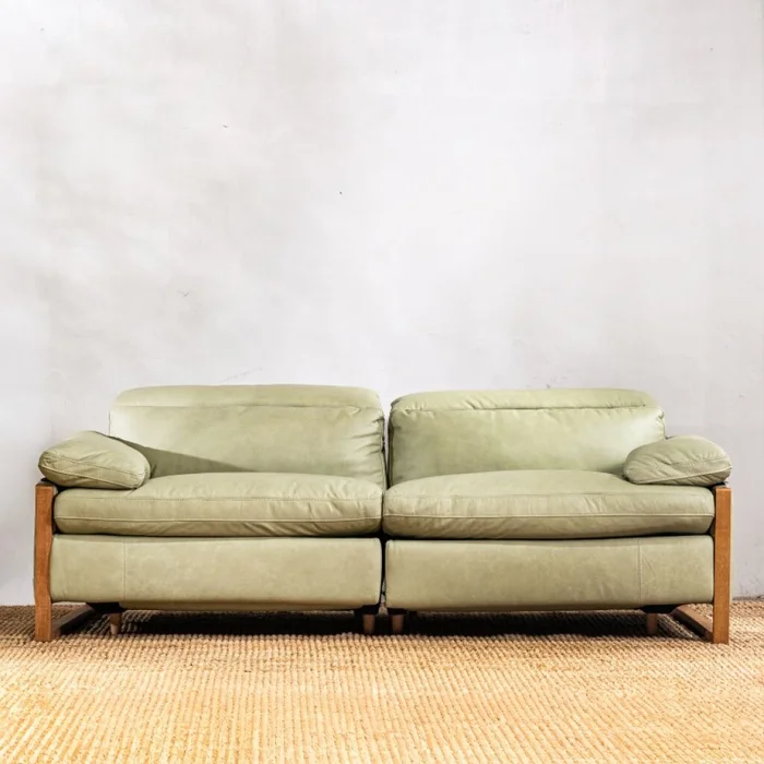 Sillón Reclinable Cuero Veneto Aqua en Verde oliva - Sillones y sofás, Uruguay | Aihaus