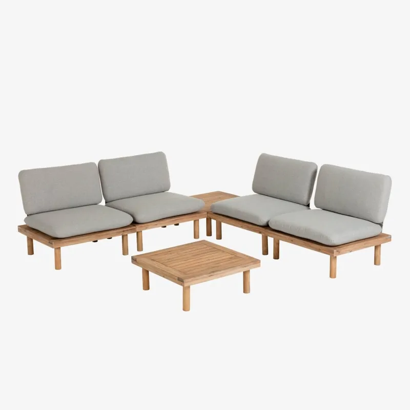 Set Viridis de 4 butacas y 2 mesas en Madera natural - Sillones y sofás, Uruguay | Kavehome
