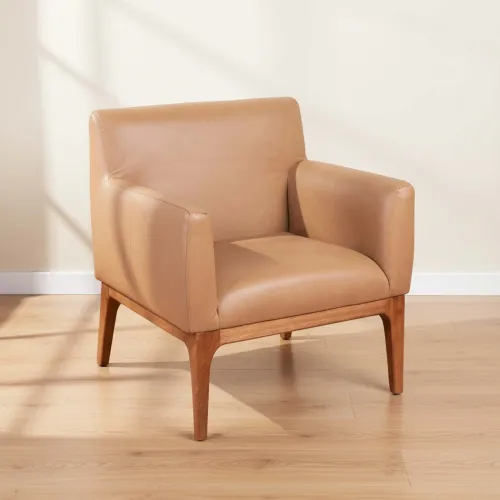 Butaca Cuero-y-madera Marron Tucson Tostado en TOSTADO - Sillones y sofás, Uruguay | Divino