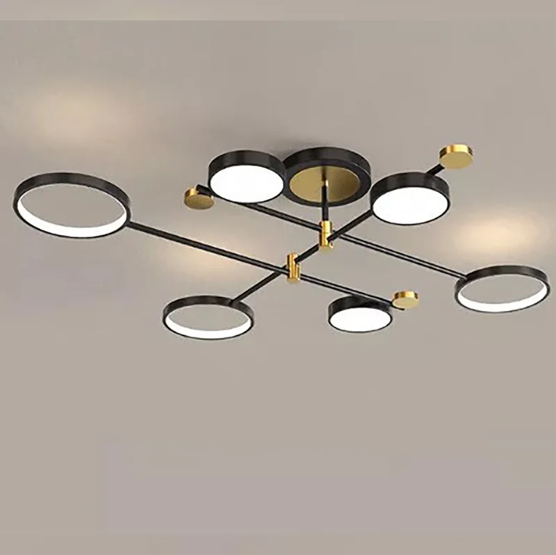 Luminaria techo led 6 aros 60W negro en Negro - Lámparas colgantes, Uruguay | Decotech, vista 3