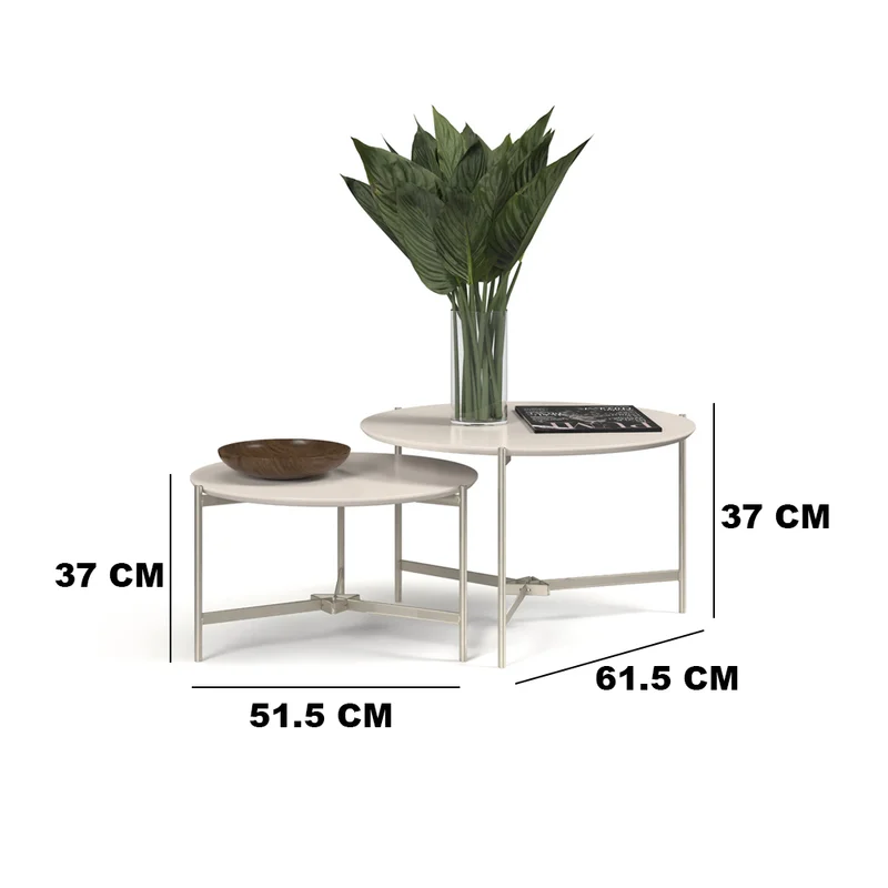 Conjunto Mesas De Living Redondas Patas De Hierro Tapa Mdp Blanco en GRIS, BLANCO, NEGRO - Mesas de living, Uruguay | Soy Hogar, vista 3