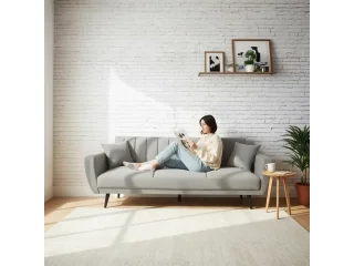 Sofá 3 cuerpos Gris de lino + 2 almohadones en Gris - Sillones y sofás, Uruguay | Quesal, vista 3
