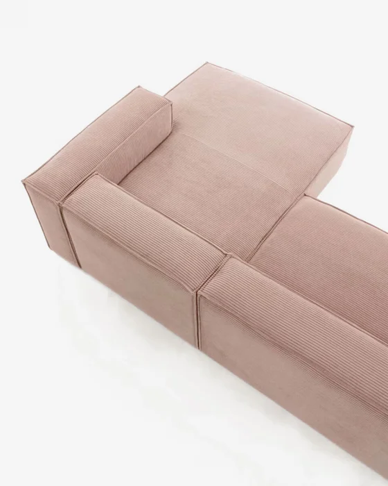 Sofá Blok 3 plazas chaise longue - derecho pana gruesa rosa 300 cm en Rosa - Sillones y sofás, Uruguay | Kavehome, vista 3