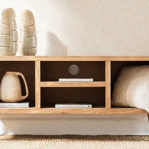 RACK / BIBLIOTECA BAJA BERNA - ALAMO MACIZO en Madera natural - Muebles para TV, Uruguay | La Iberica
