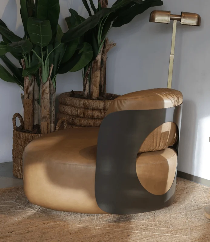 BUTACA RENATA CUERO CAMEL en Marrón - Butacas, banquetas y puffs, Uruguay | Más Infinito Casa, vista 3