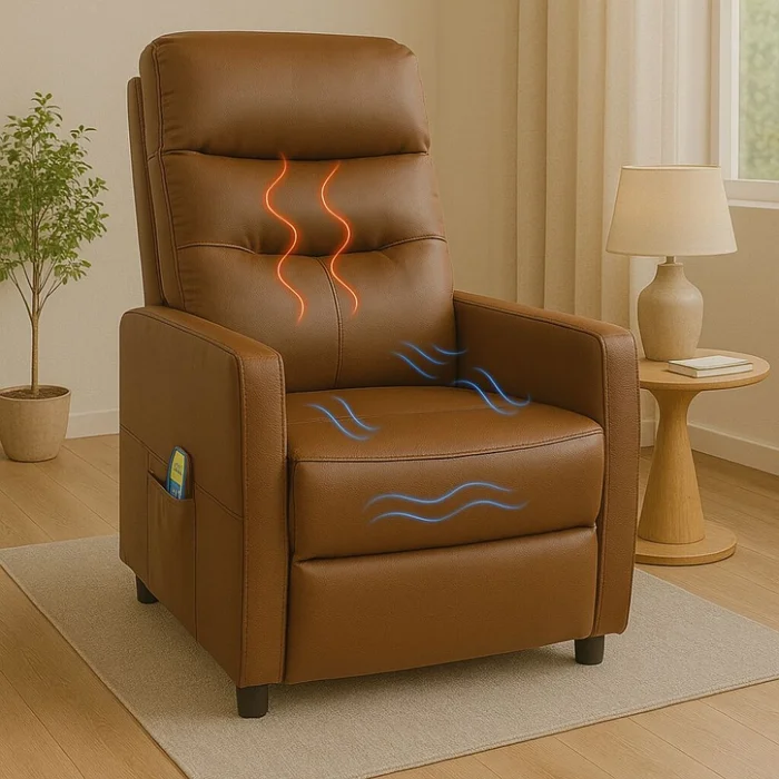 Sillon reclinable 1 cuerpo con masajeador y calefaccion - Marrón en Marrón - Sillones y sofás, Uruguay | La Cueva Muebles