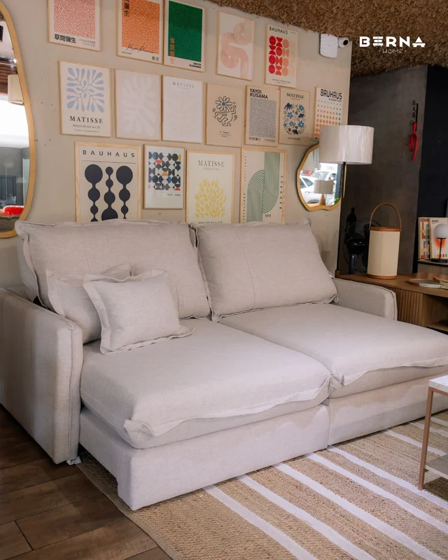 Sofá Ginebra 3 Cuerpos 220cm - Beige Lino en Madera natural - Sillones y sofás, Uruguay | Berna home, vista 3