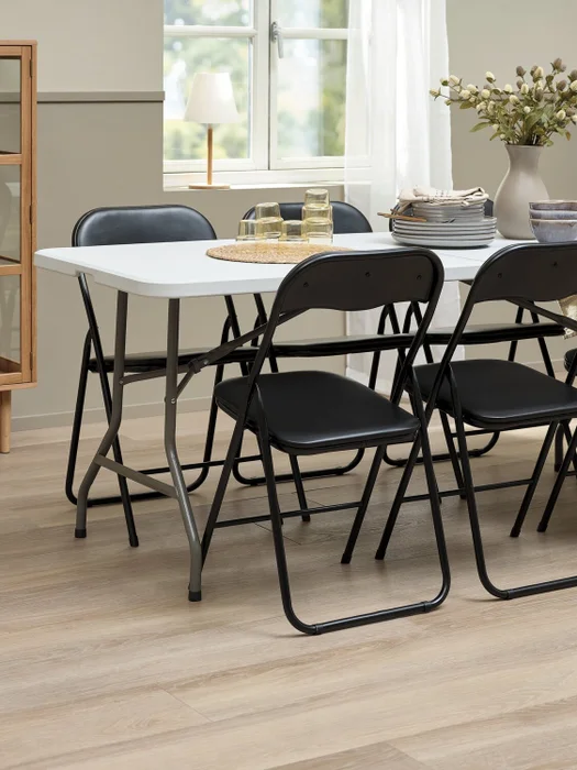 Silla plegable VIUF polipiel/acero negro en Negro - Sillas, Uruguay | JYSK, vista 3