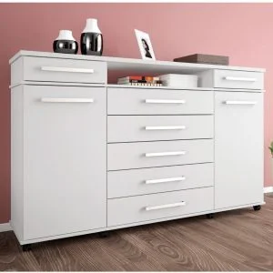 Comodas Cajoneras 7 Cajones 2 Puertas Estante Blanco London en Blanco - Cómodas, Uruguay | Soy Hogar, vista 4