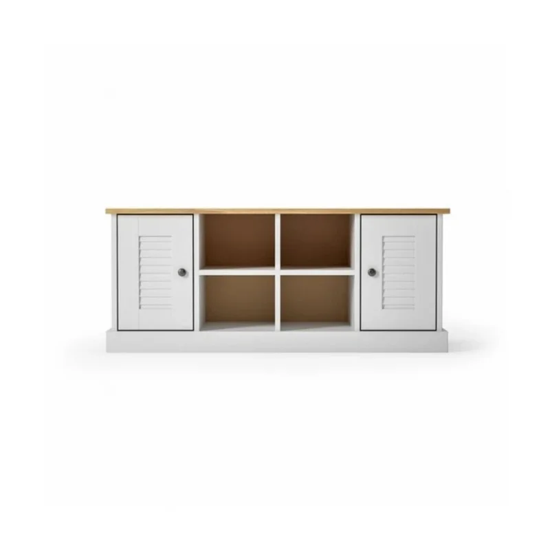 Rack de tv - 2 Puertas - 2 Estantes - Línea Colonial - Blanco en Blanco - Muebles para TV, Uruguay | Ecowood, vista 4