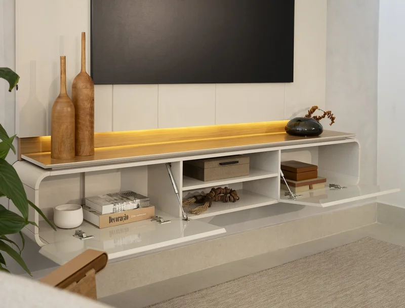 Panel para TV Zurique 200cm con Kit Led MDF/MDP en Beige - Muebles para TV, Uruguay | Balton, vista 13
