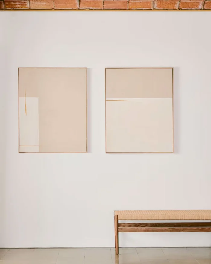 Cuadro abstracto Salin con raya horizontal de lino 80 x 100 cm en Beige - Decoración de pared, Uruguay | Kavehome, vista 2