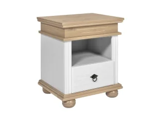 Mesa de luz con nicho 1C Madera maciza en Acabado: Pintura UV Washed White (Blanco lavado) - Mesas de luz, Uruguay | Quesal, vista 9